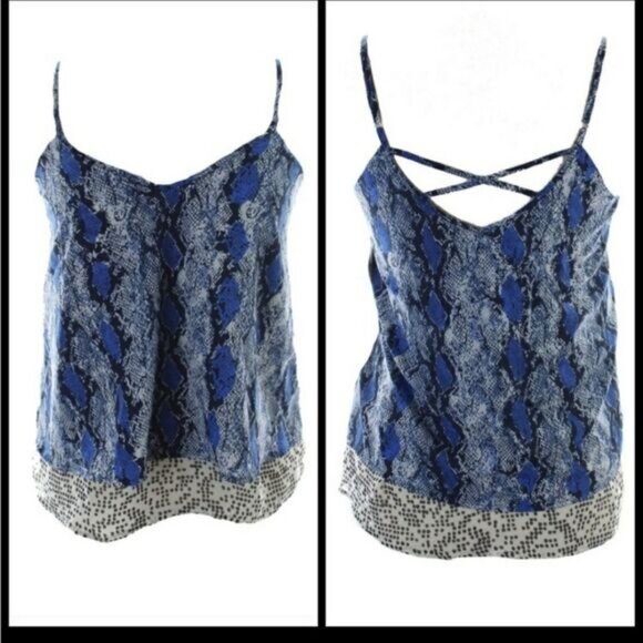 BAR III tank top blue snakeskin print spaghetti strap M - Picture 7 of 7